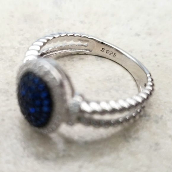 Sterling Blue Spinel Pave Ring - Picture 6 of 8
